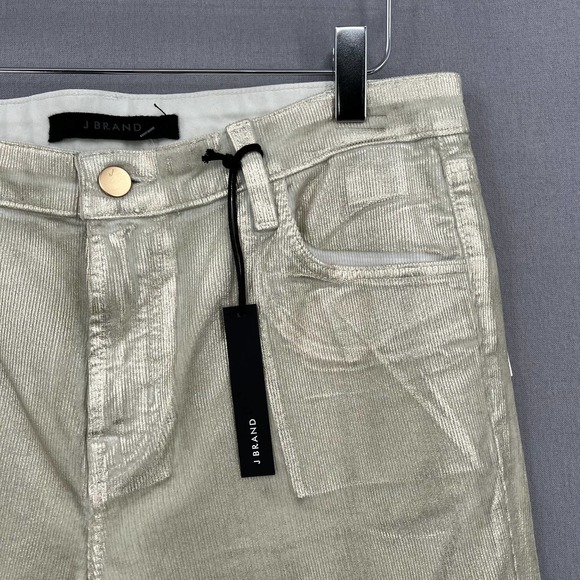 J BRAND Pants Womens 30 Maria High Rise Skinny Gold Messaline Coated Cord NWT - Picture 8 of 13